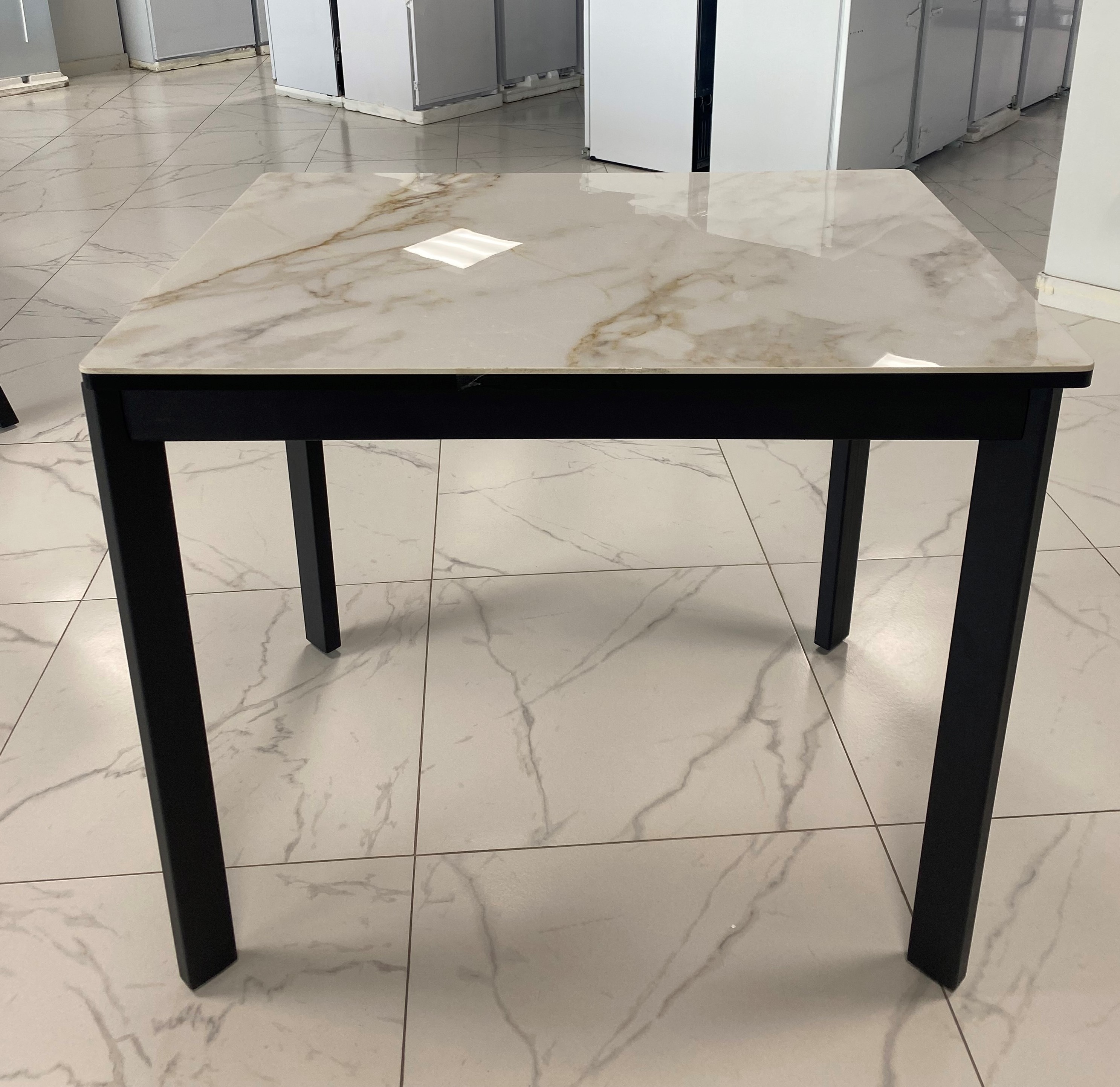 Стол БАГГИ (90х65) Arcana Siberia Gllossy/черное подстолье/черная рама// Багги черная