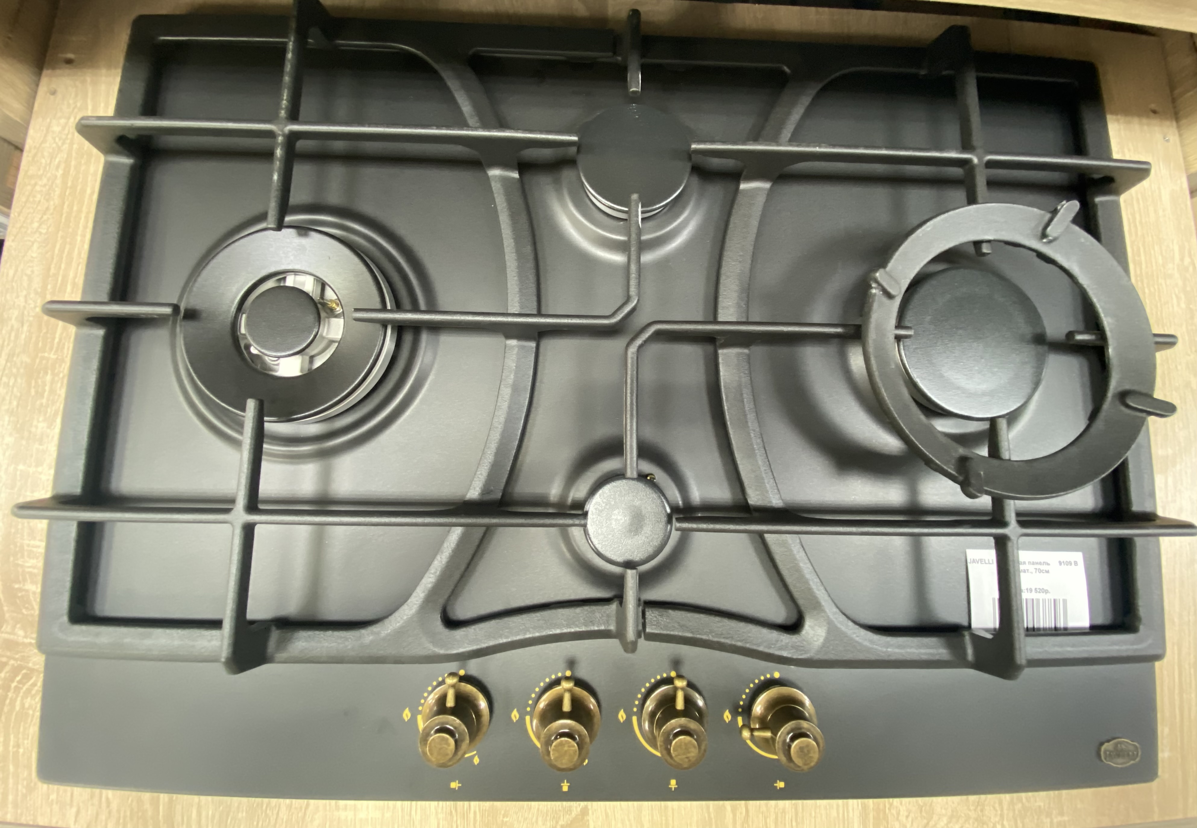 JAVELLI  варочная панель 70см    9109 B  эмаль,чёрн.мат./брнз, 4конф.