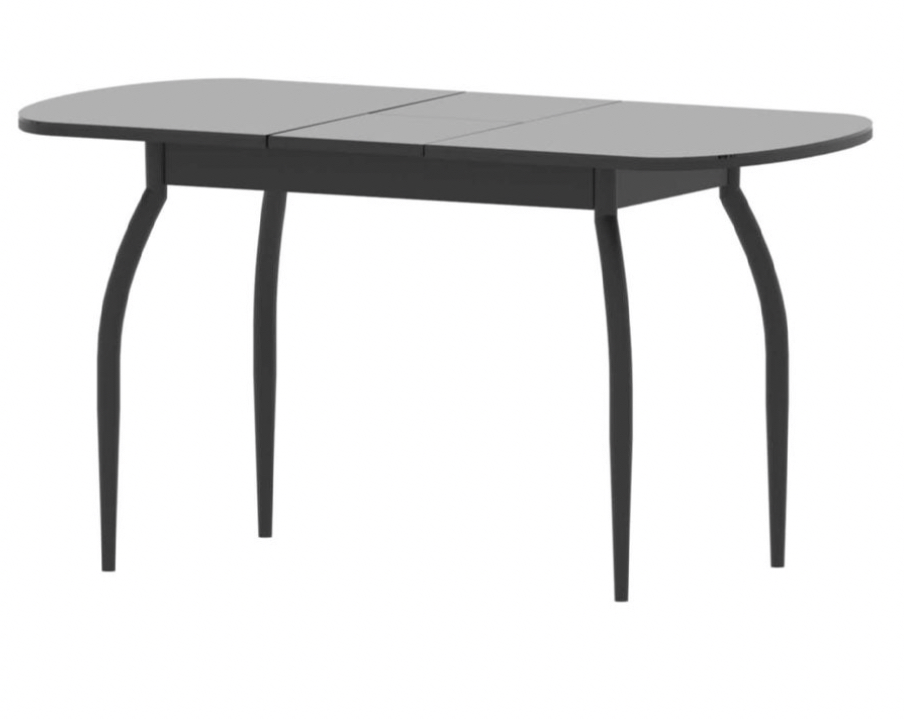 Стол СОЛЬДИ стекло (1100х700/1400) стекло черное,ЛДСП черный,бабочка из стекла (опора 1 черн.мат)