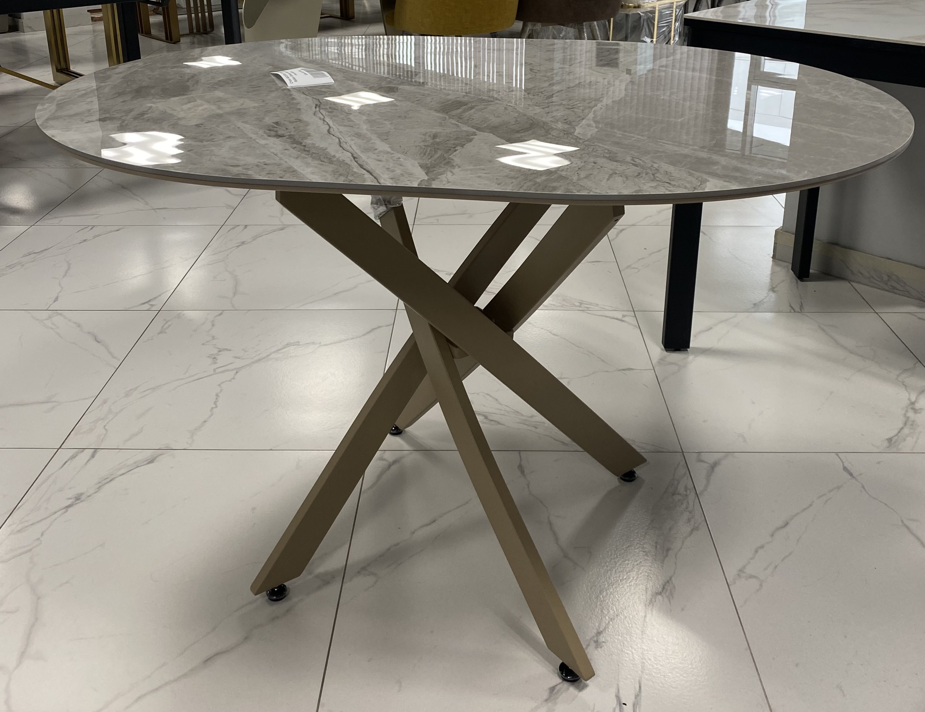 Стол АКСЕЛЬ (120х90) Arcana Italian Glossy/ капуч.подст// опо.капуч.