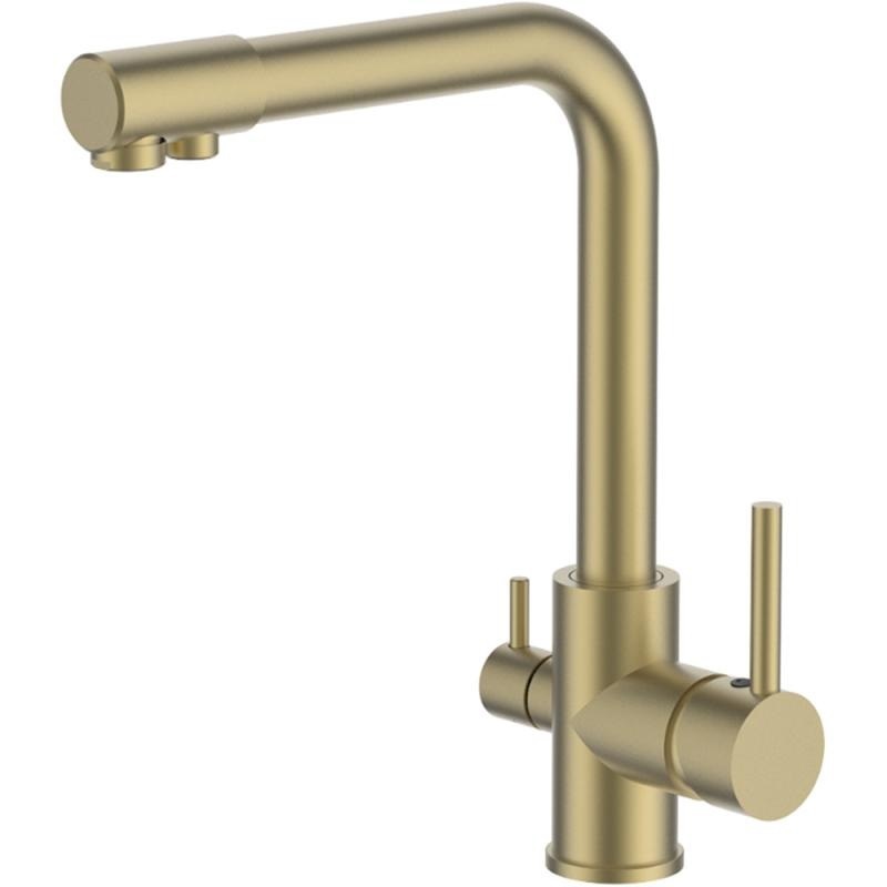 LEDEME   смеситель д\кухни  L 4055 Y-3  злт/ сатин   /10