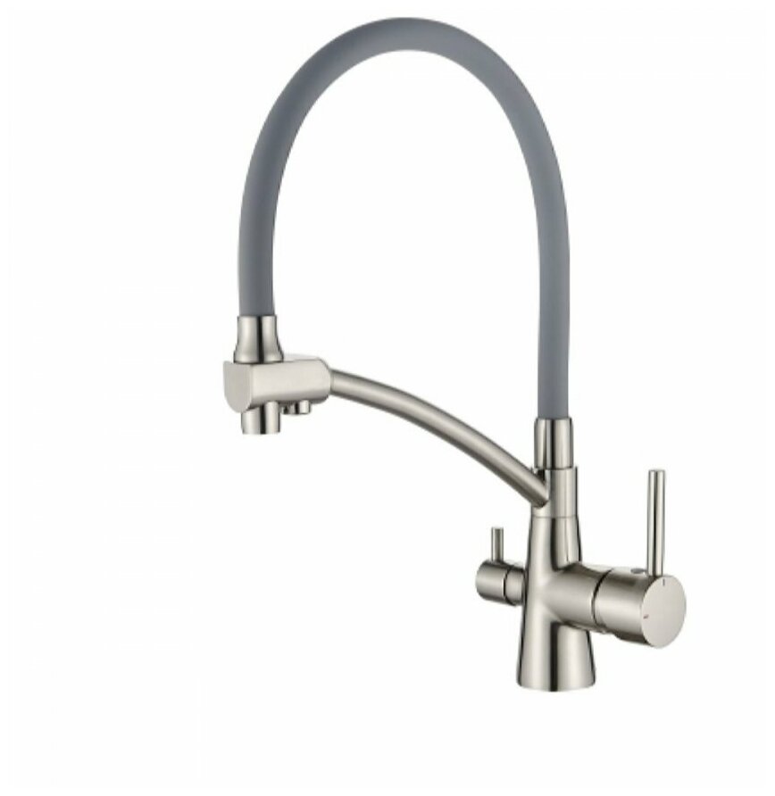 LEDEME   смеситель д\кухни  L 4855 A -9  серый+сатин   /10      