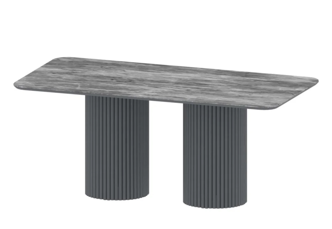 Стол АЛЬЕРА 2 керам.(2000/905) Болс грей,МДФ черн.матовый (колонна 31, 1-4 части чер.мат)