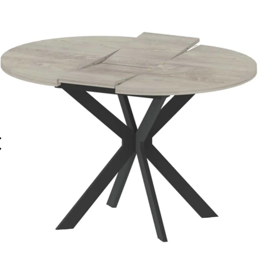 Стол СЕНТЕН эко ламинат (900х900/1200) дуб Гудзон,каркас черный матовый (опора 43 черн.мат)