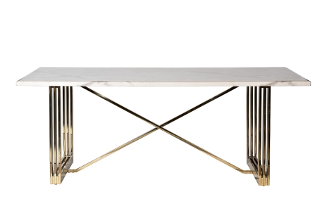 Стол обеденный белый/браш.золото  (200*100*76см)