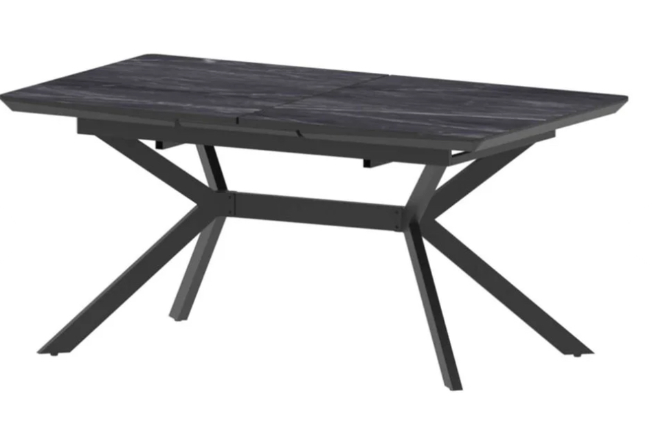 Стол ДАЙМ 4 керам.(1600х900/2000) черн. мрам,вставка Baut,МДФ черн.глян,карк.черн.мат(опо.50 черн. )