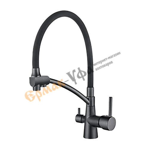 LEDEME   смеситель д\кухни  L 4855 U-12  черный+графит   /10      