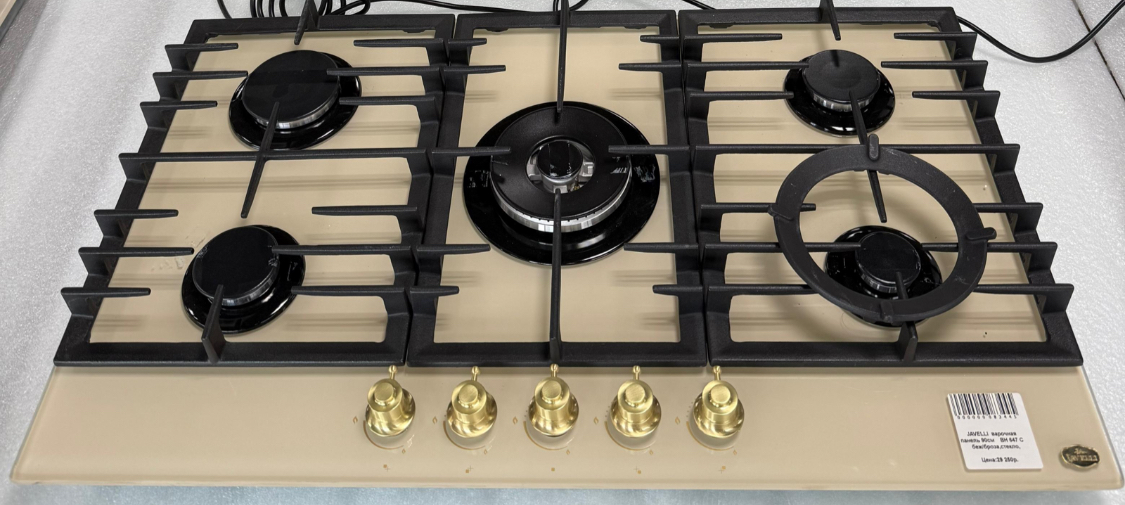 JAVELLI  варочная панель 90см    BH 647 C  стекло,беж./золото